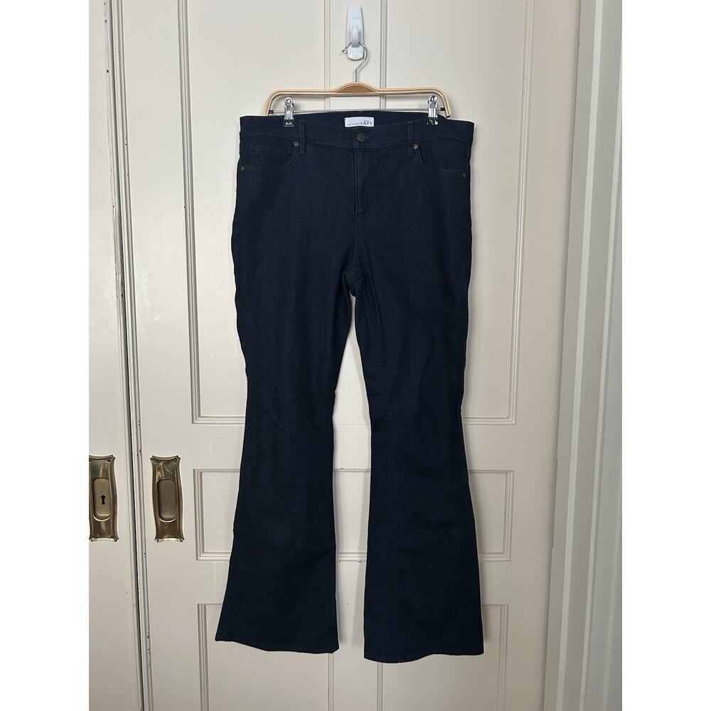 Ann Taylor Loft Dark Wash High Rise Flare Jeans Womens Size 14 Blue Flirty